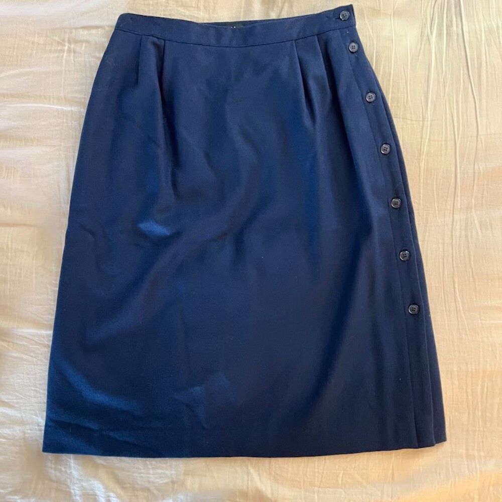 VINTAGE Panther 100% Pure Wool Skirt Blue Approx Size 8